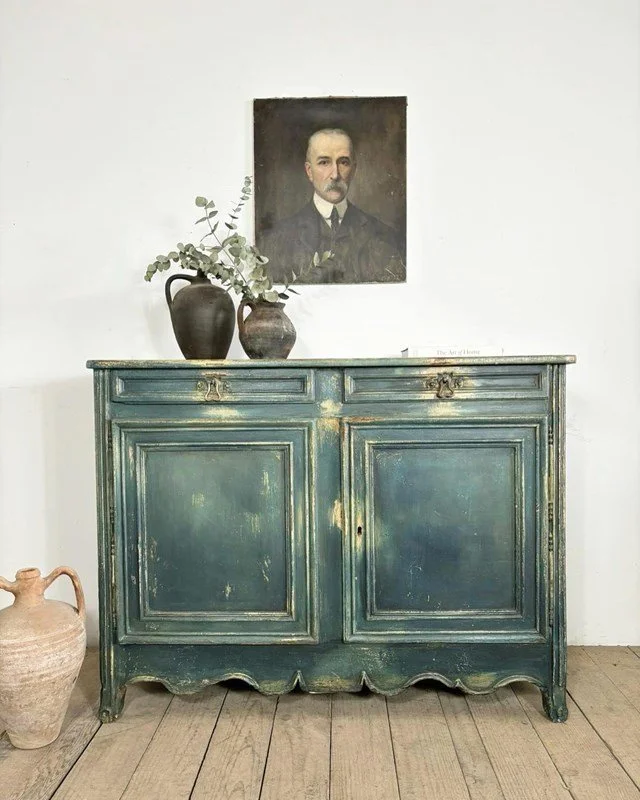 19th Century Antique French Original Painted Cupboard Sideboard