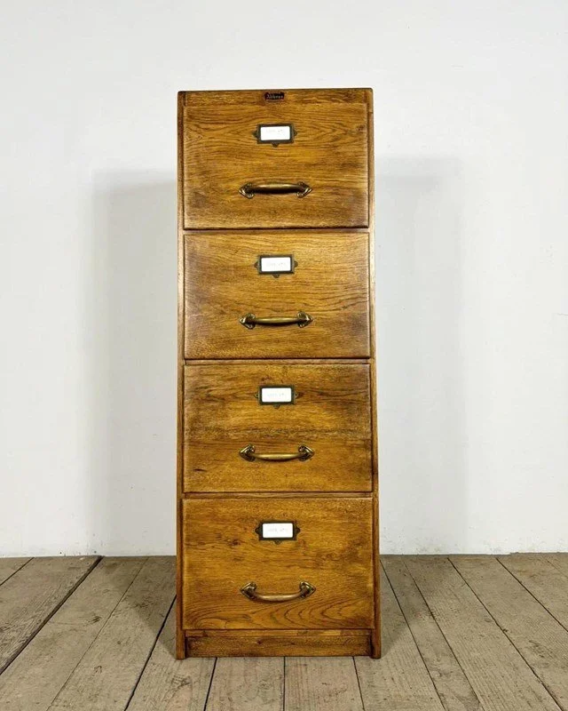Vintage Antique Oak Filing Cabinet