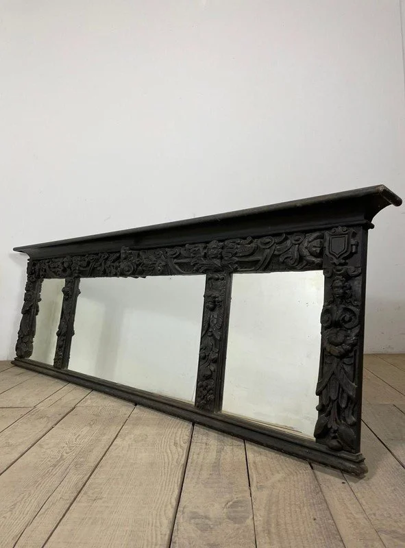 Large 2.1m Antique Carved Oak Tudor Mirror