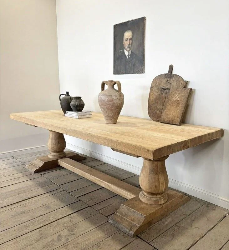 2.5m Vintage Solid Oak Refectory Kitchen Dining Table