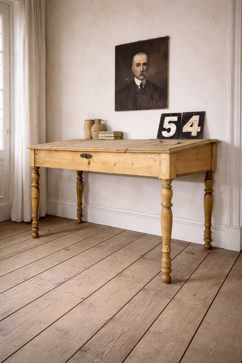 Antique Rustic Pine Clerk's Writing Desk Table