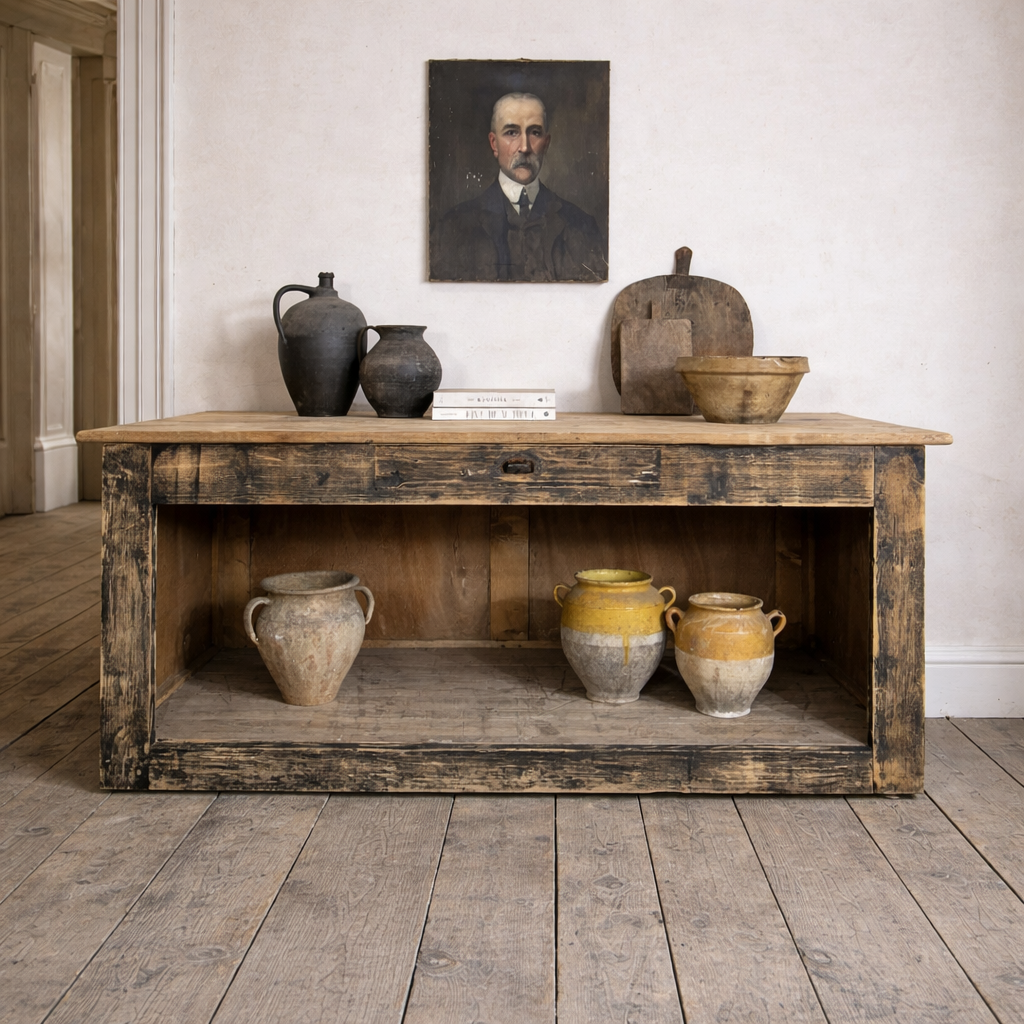 Antique French Haberdashery Ebonised Shop Counter Cabinet