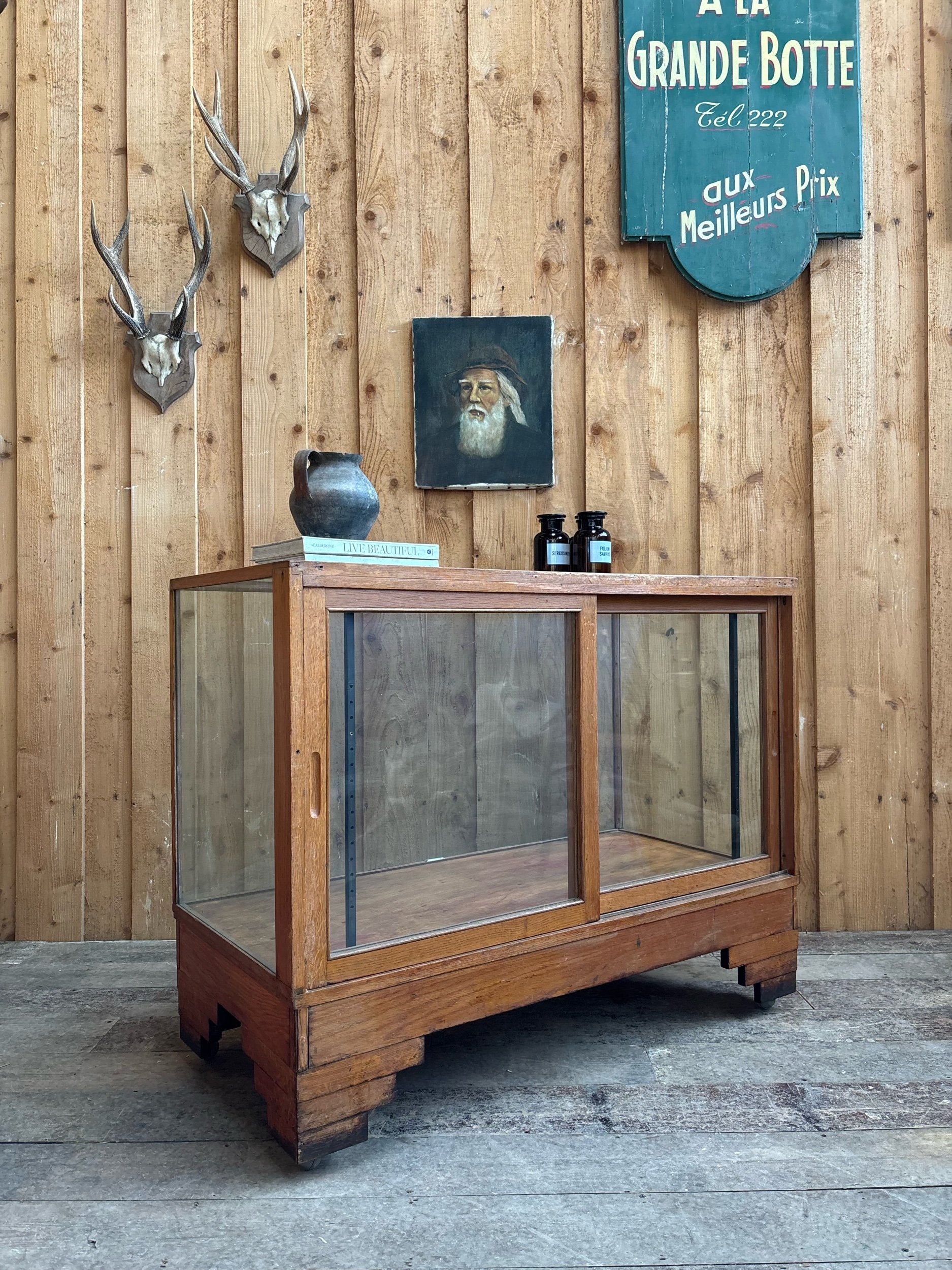 Vintage Oak Haberdashery Shop Counter Cabinet