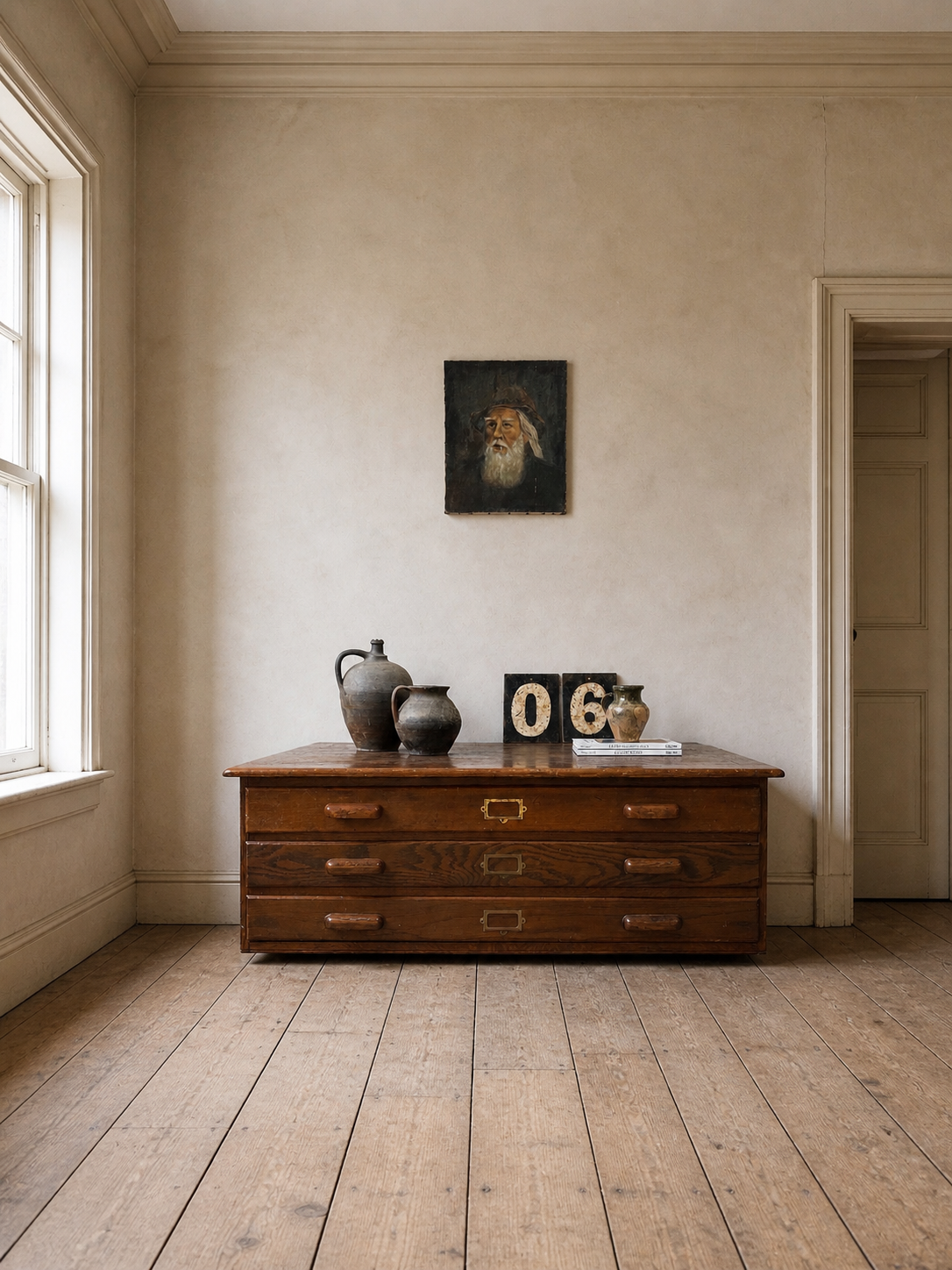 Vintage Oak Architects Plan Chest Coffee Table