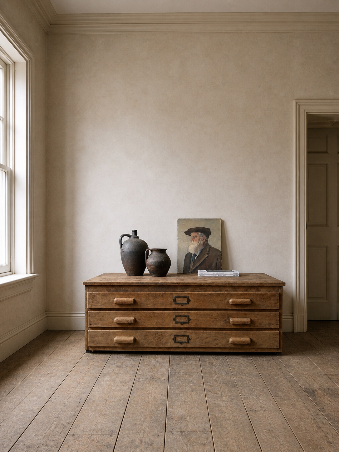 Vintage Oak Architects Plan Chest Coffee Table
