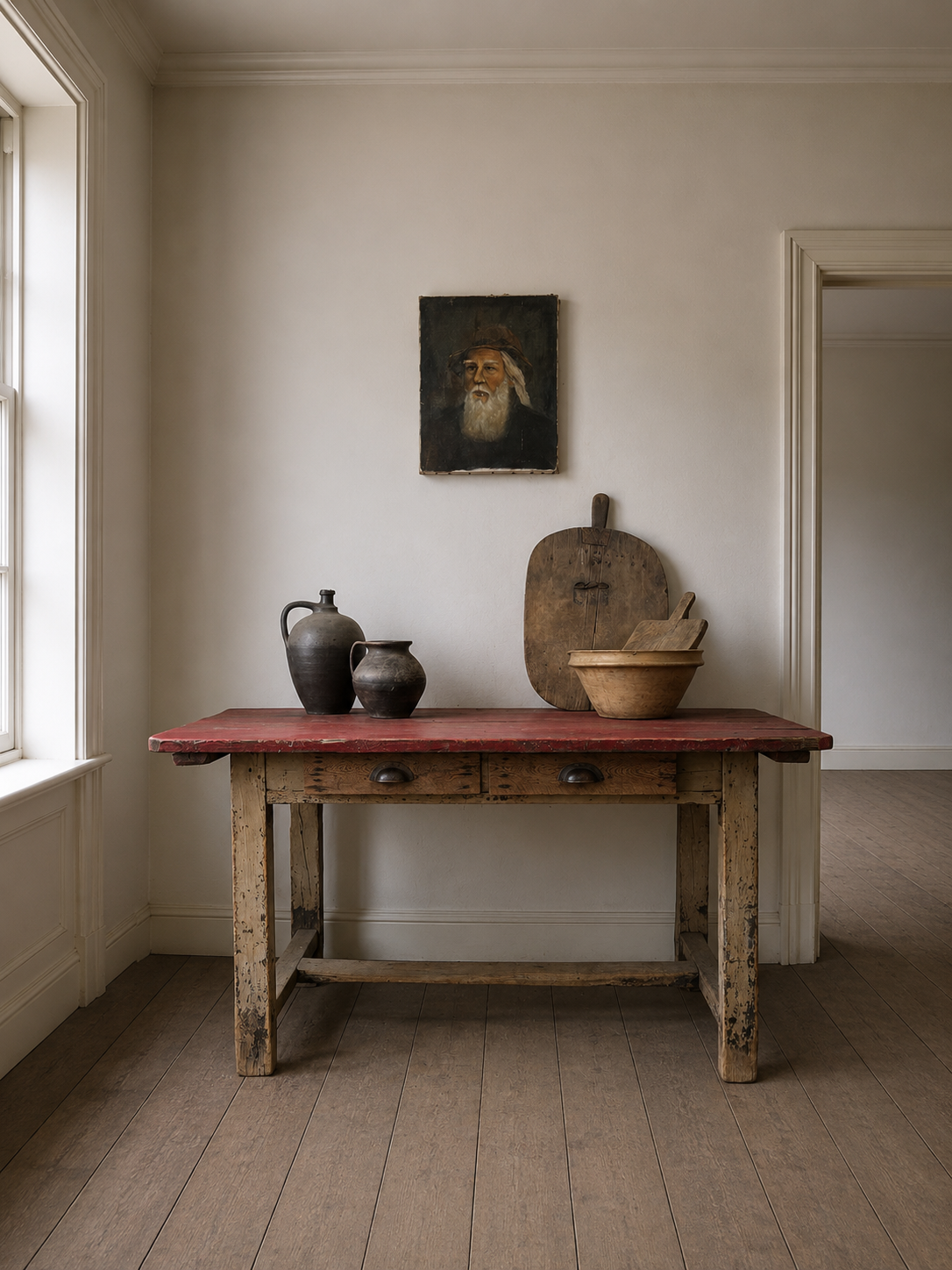 Antique French Original Painted Refectory Table