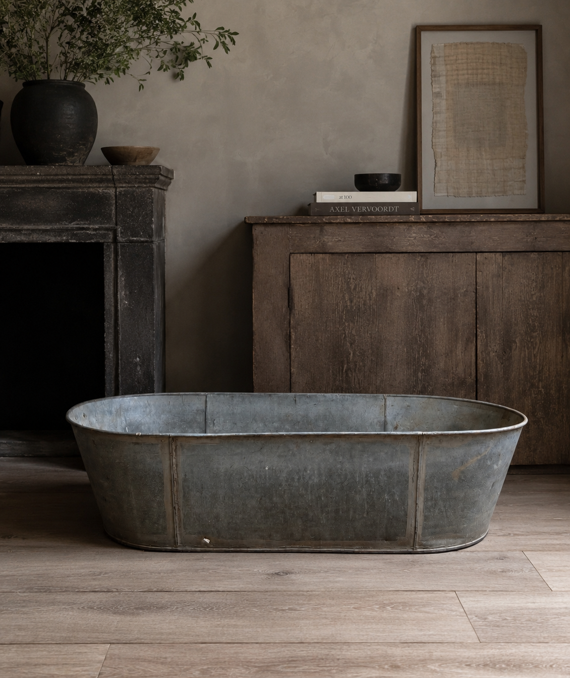 Vintage Galvanised Metal Garden Planter