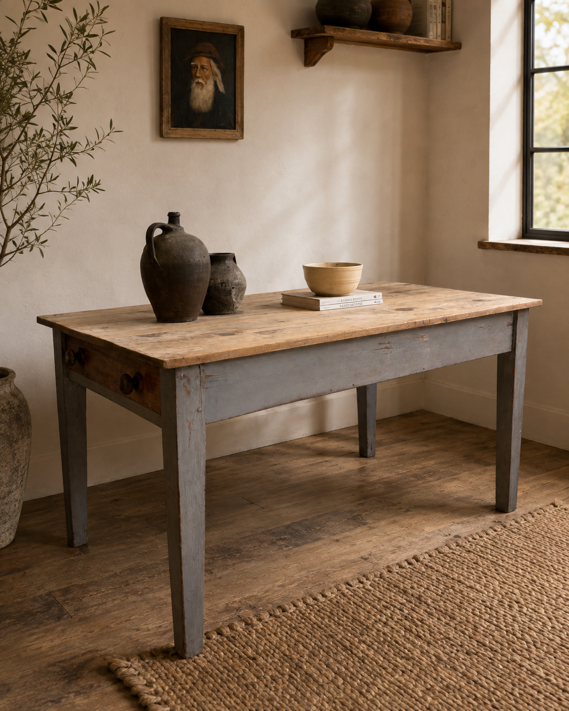 Victorian Antique Original Painted Kitchen Dining Table