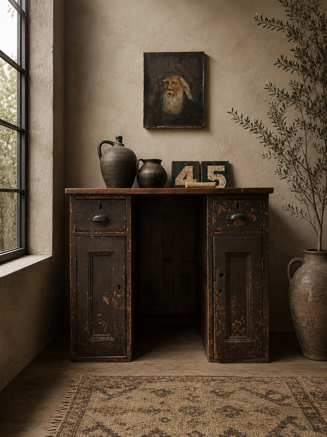 19th Century Antique Rustic Pine Desk /Counter