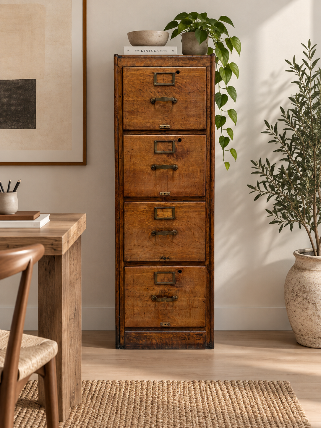 Early 1900s Antique Oak Library Bureau Filing Cabinet