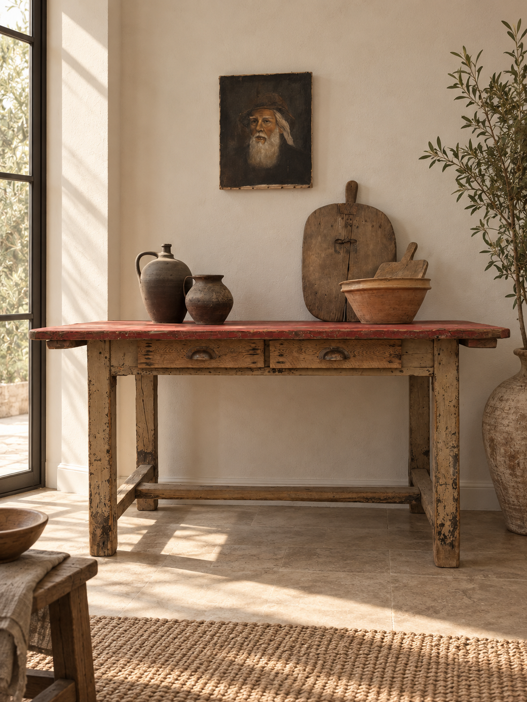 Antique French Original Painted Refectory Table