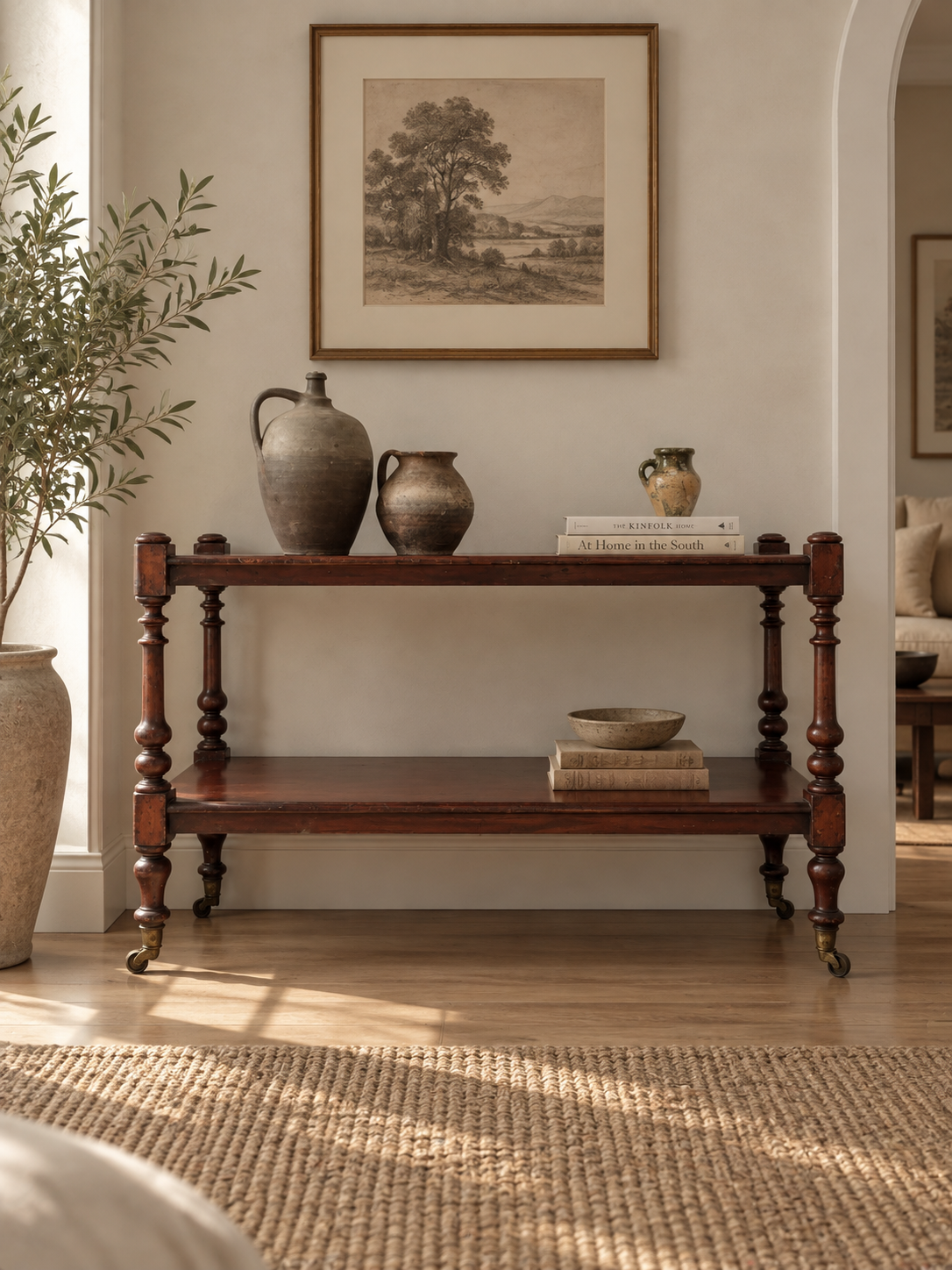 Antique 19th Century Mahogany 2 Tier Console Table