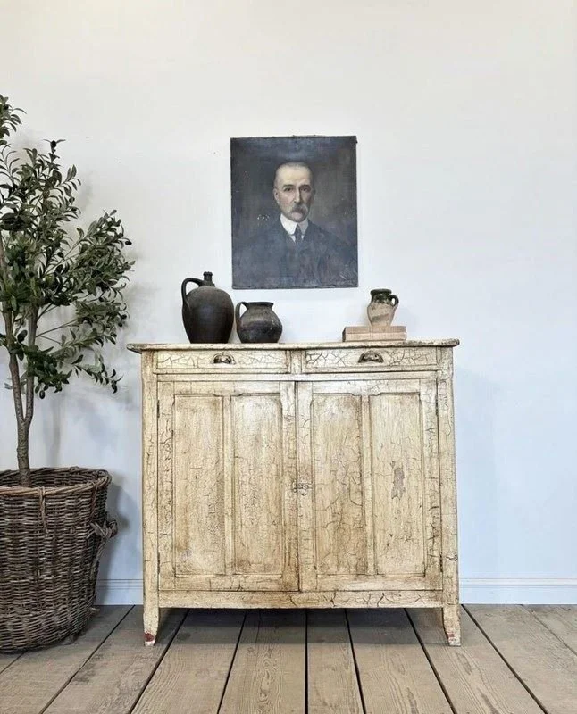Antique French Original Painted Cupboard Sideboard