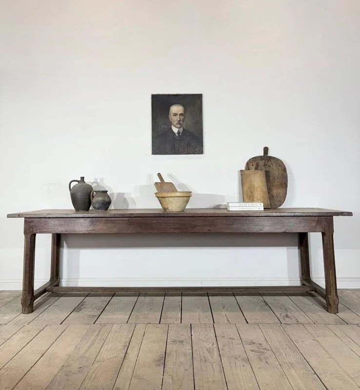 Large 19th Century Antique French Oak Refectory Kitchen Dining Table