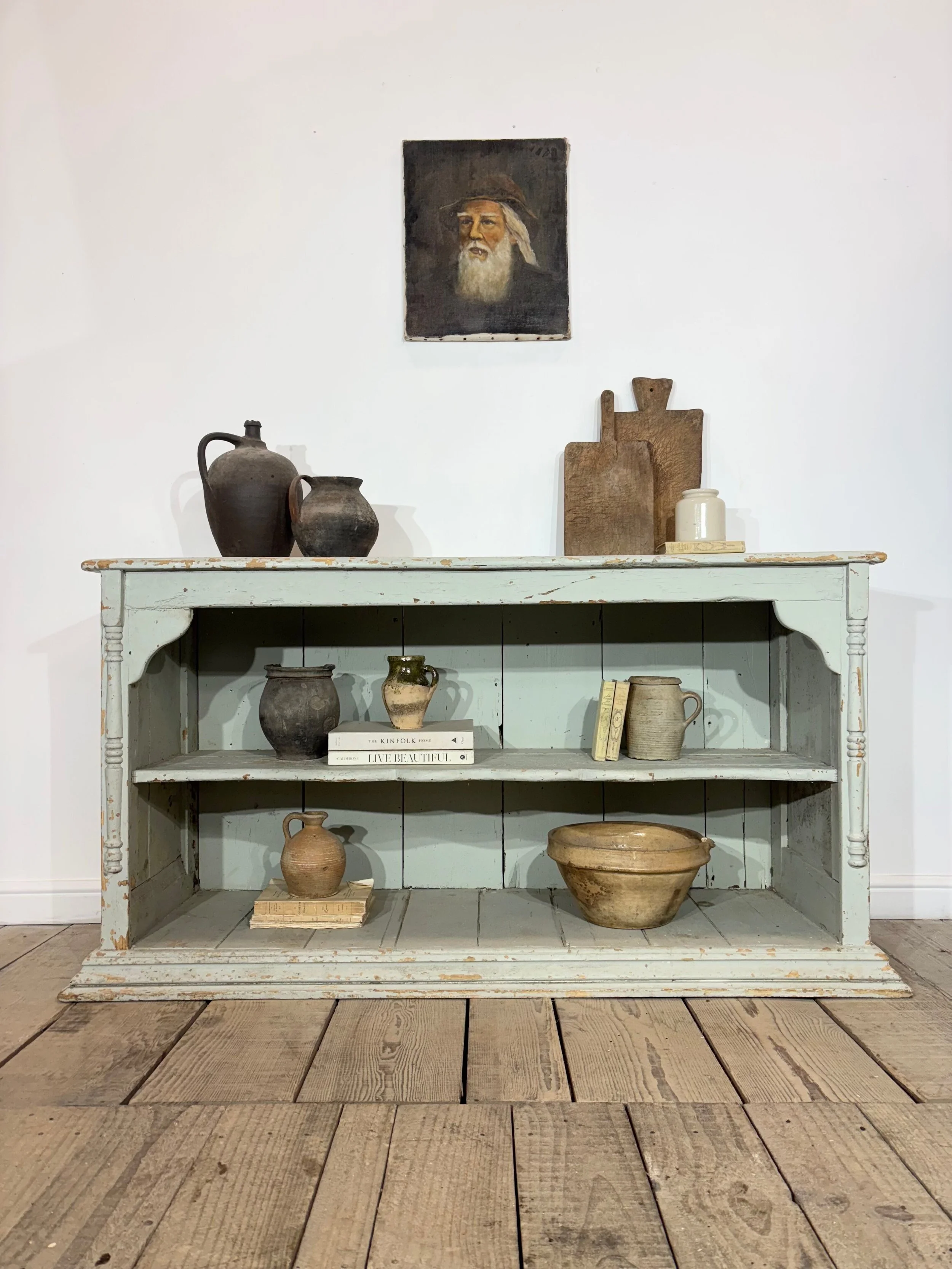 Antique Original Painted Pine Dresser Base Sideboard Shelving Unit