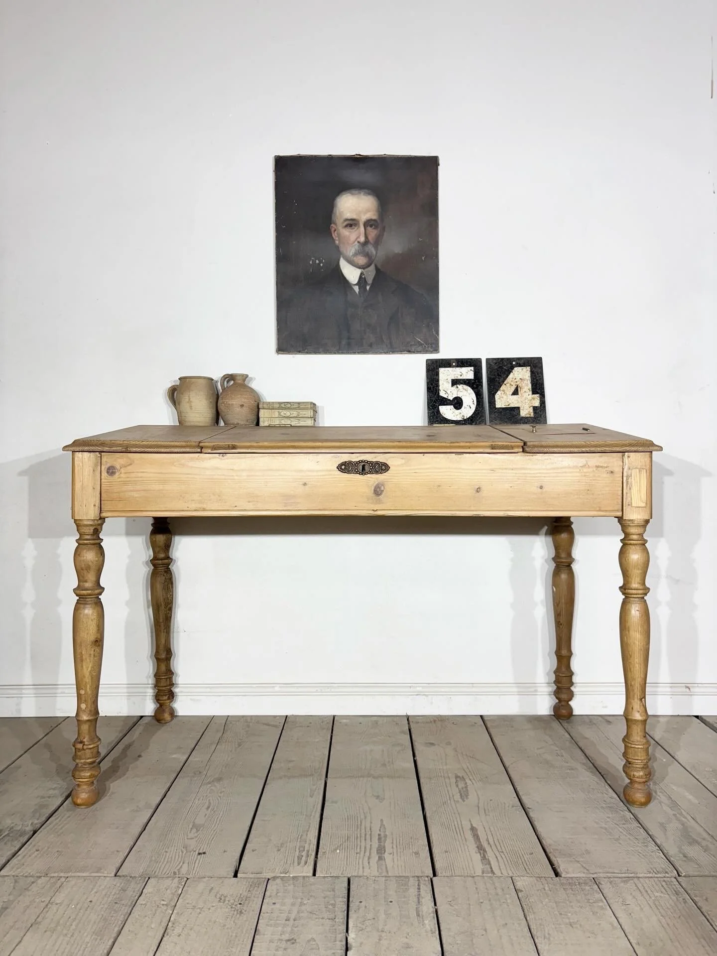 Antique Rustic Pine Sloped Desk Table