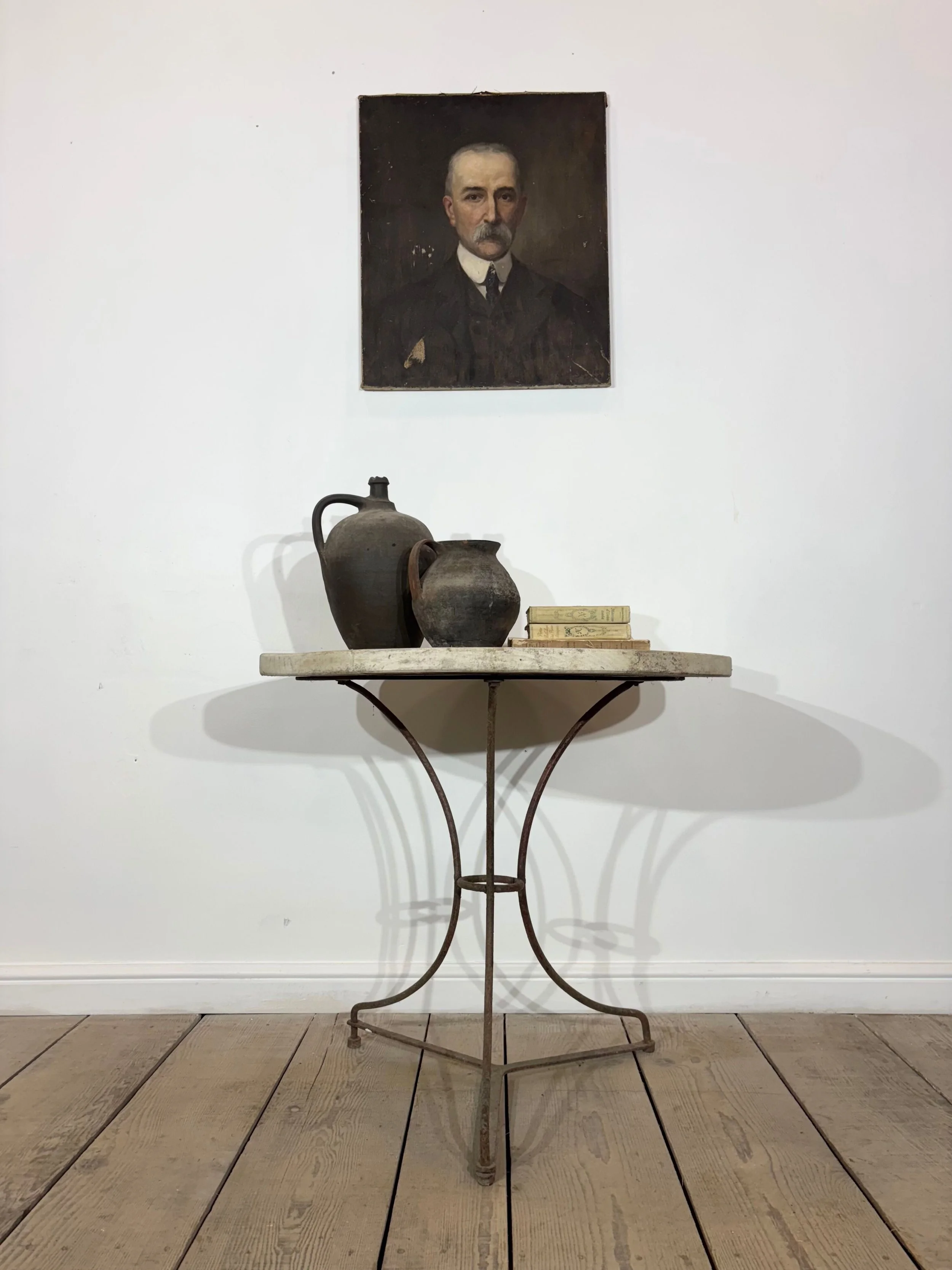 Antique French Round Garden Bistro Side Table