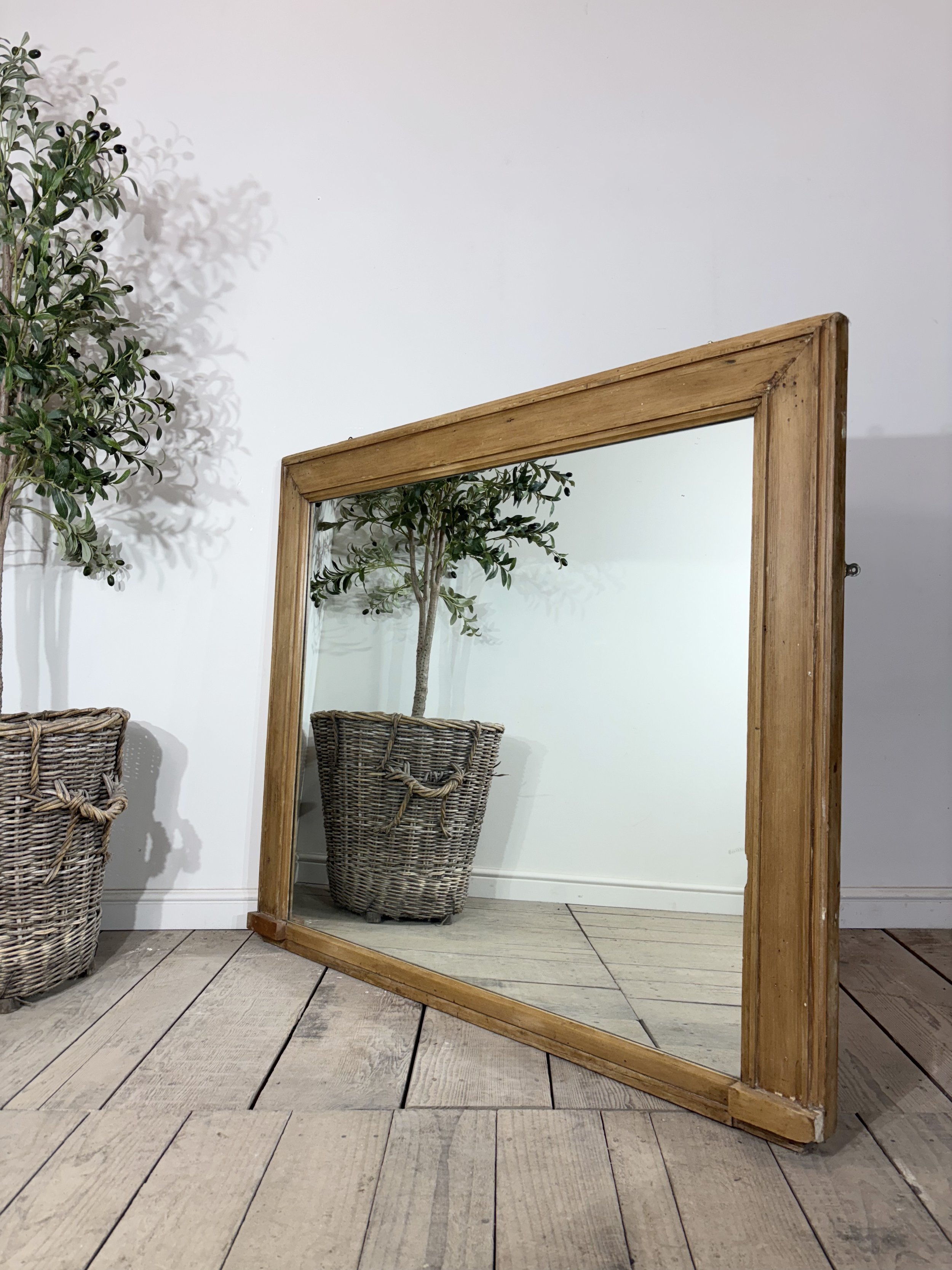 Large Vintage Antique Rustic Pine Mirror