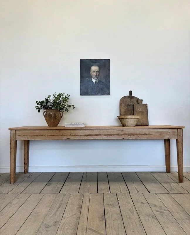 8ft Antique Rustic Pine Kitchen Dining Console Table