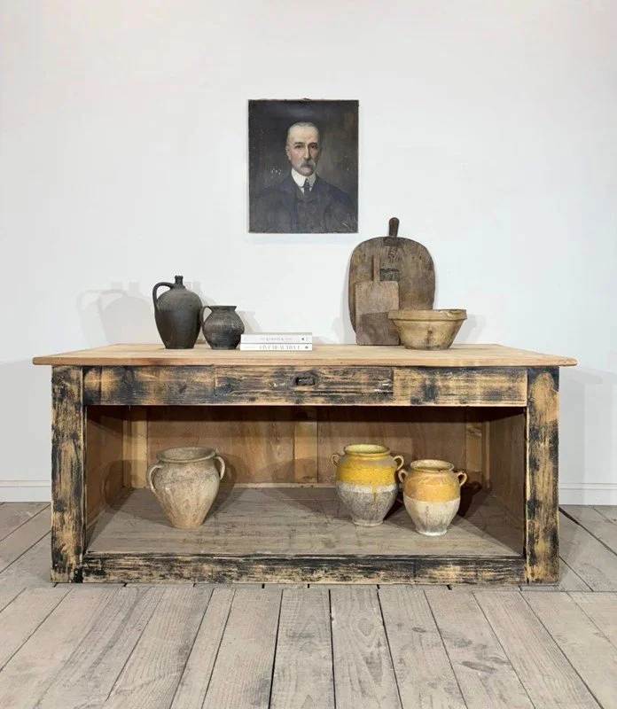Antique French Haberdashery Ebonised Shop Counter Cabinet