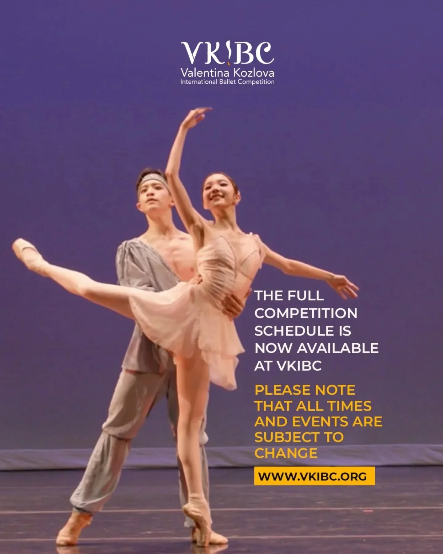 Attention Dancers
Full Competition Schedule at www.vkibc.org 
.
.
.
#vkibc #valentinakozlovainternationalballetcompetition #schedule