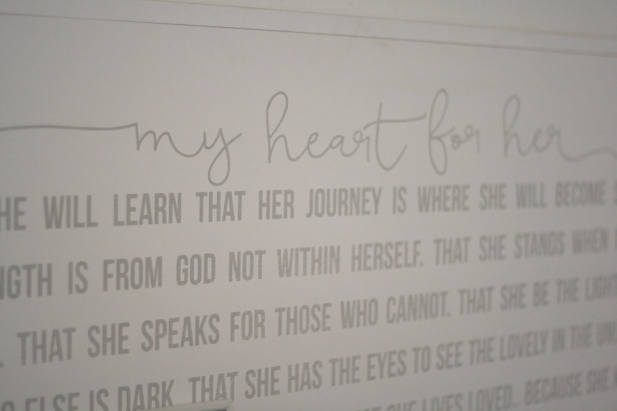 An incredible prayer I pray over our girls. In their room to remind me and them of what God is building in them. One day at a time.