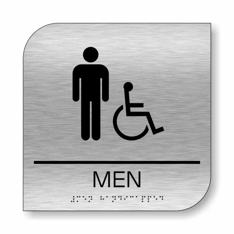 Brushed Aluminum Men Sign