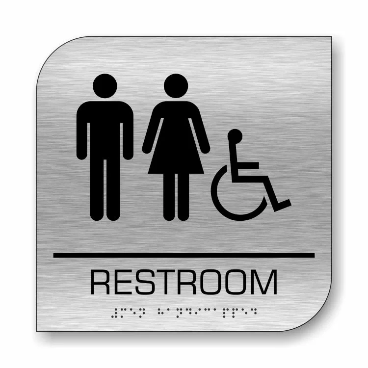 Brushed Aluminum Restroom Sign