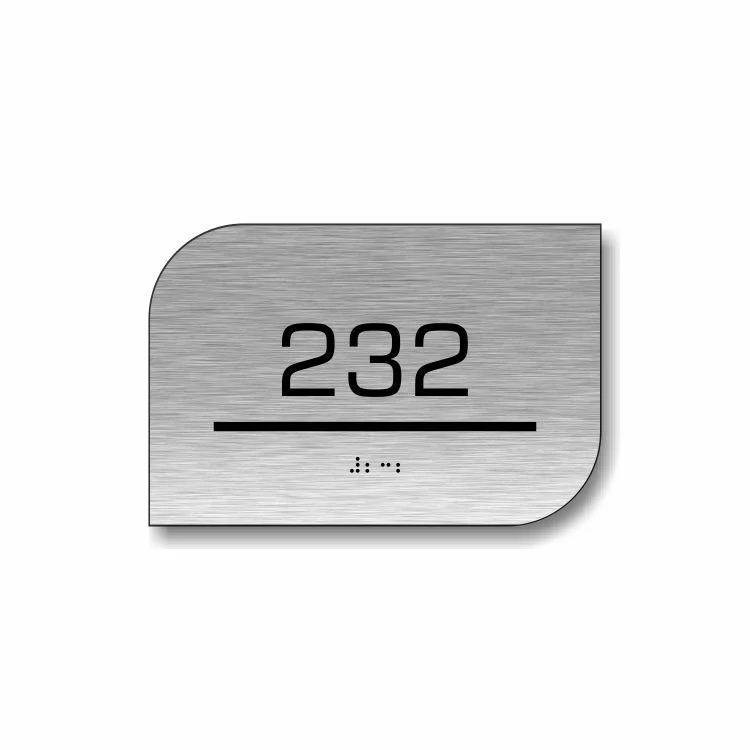 Brushed Aluminum Room Number Sign