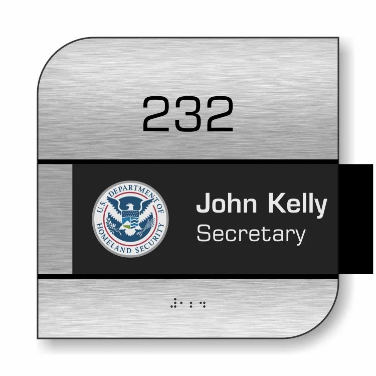Brushed Aluminum ADA Updateable Room ID Sign