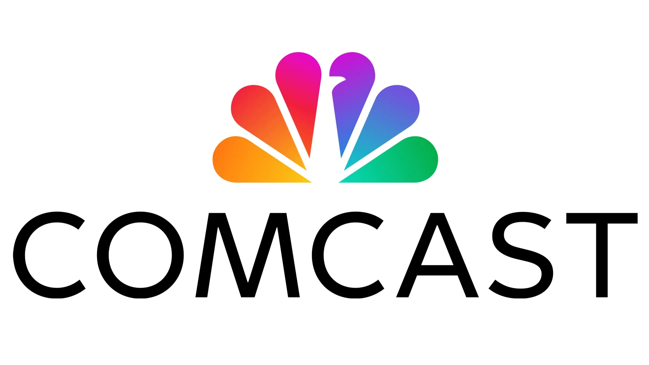 NBC logo with a rainbow-colored peacock and the word 'COMCAST' in black capital letters.