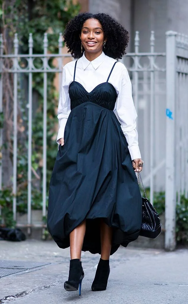Layer a shirt under a strapless or spaghetti strap dress.