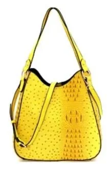 Multi-Compartment Ostrich Print 2-Way Hobo