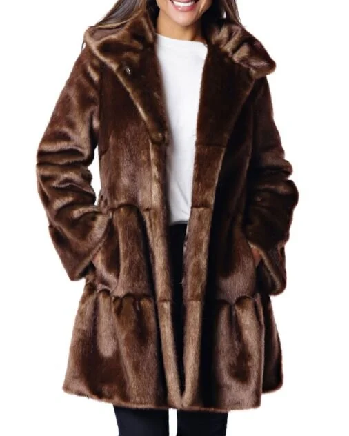 Fabulous Furs Faux Fur Tiered Swing Coat