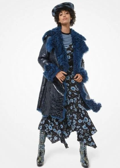 Michael Kors Distressed Shearling Sauvage Coat