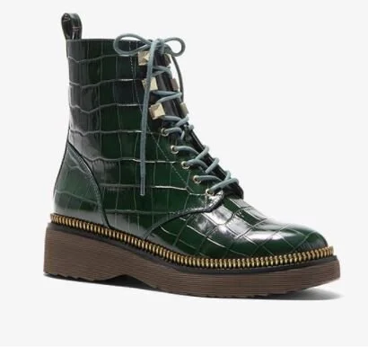 Michael Kors Haskell Crocodile Embossed Combat Boot