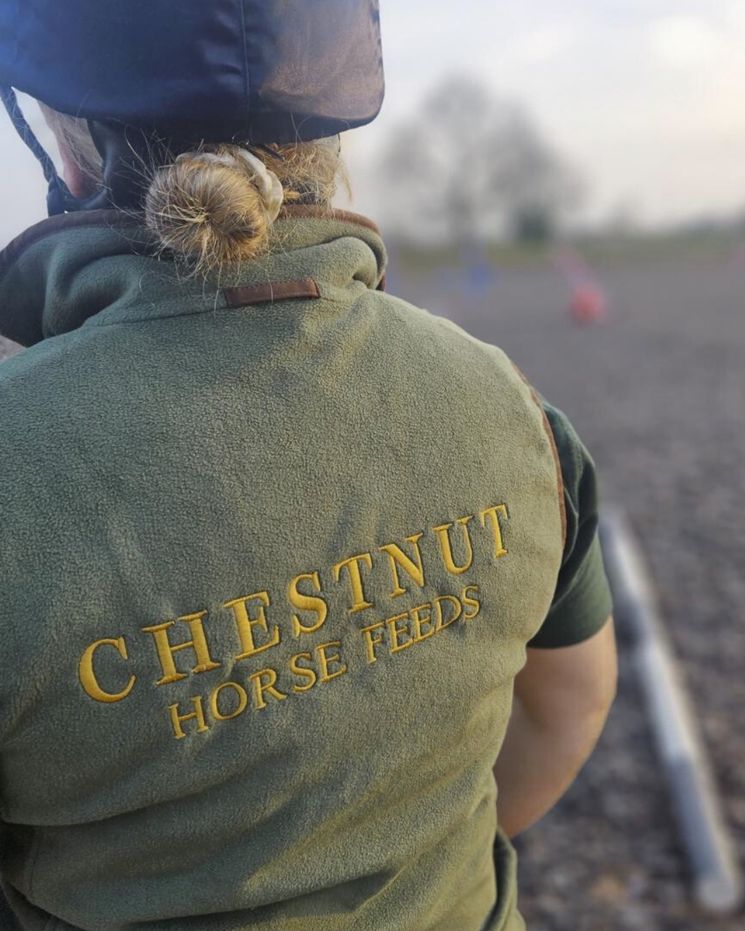 The Chestnut Horse Feeds logo embroidered onto a gilet