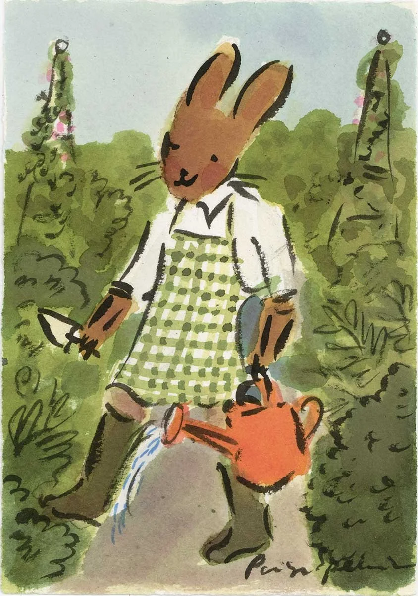 Bunny with Orange Watering Can (SOLD)