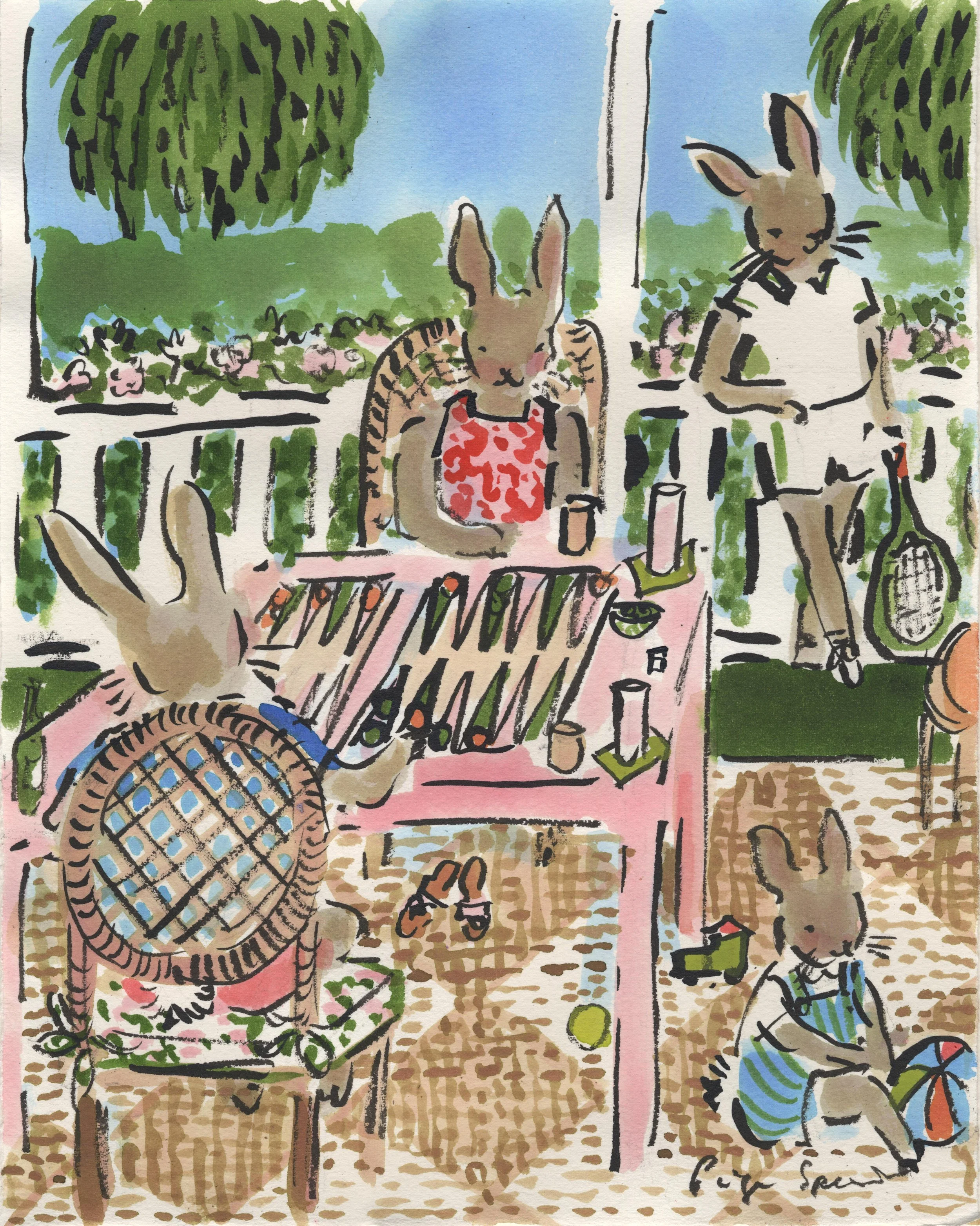 Backgammon Bunnies (SOLD)