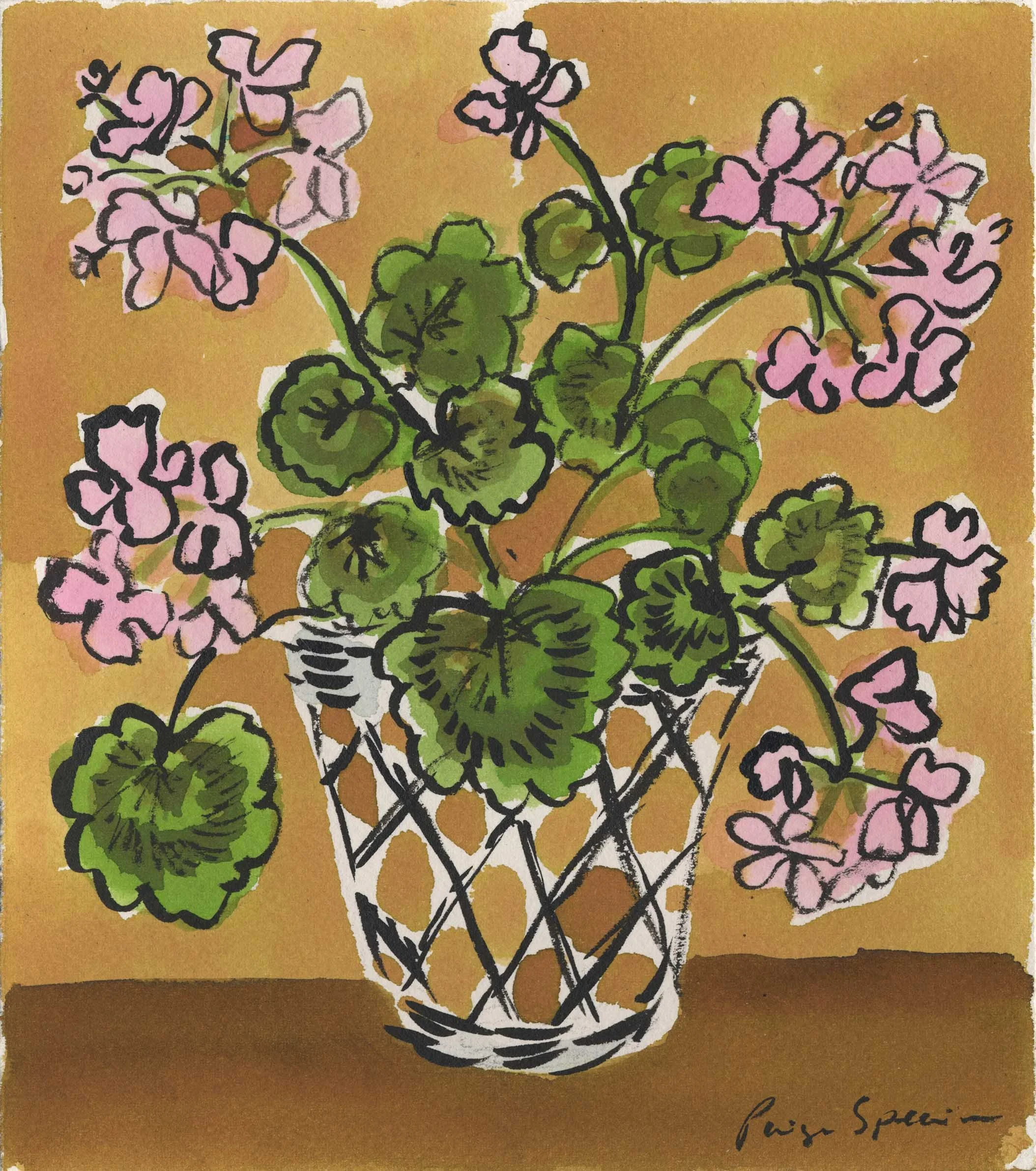 Geraniums in Basket (SOLD)