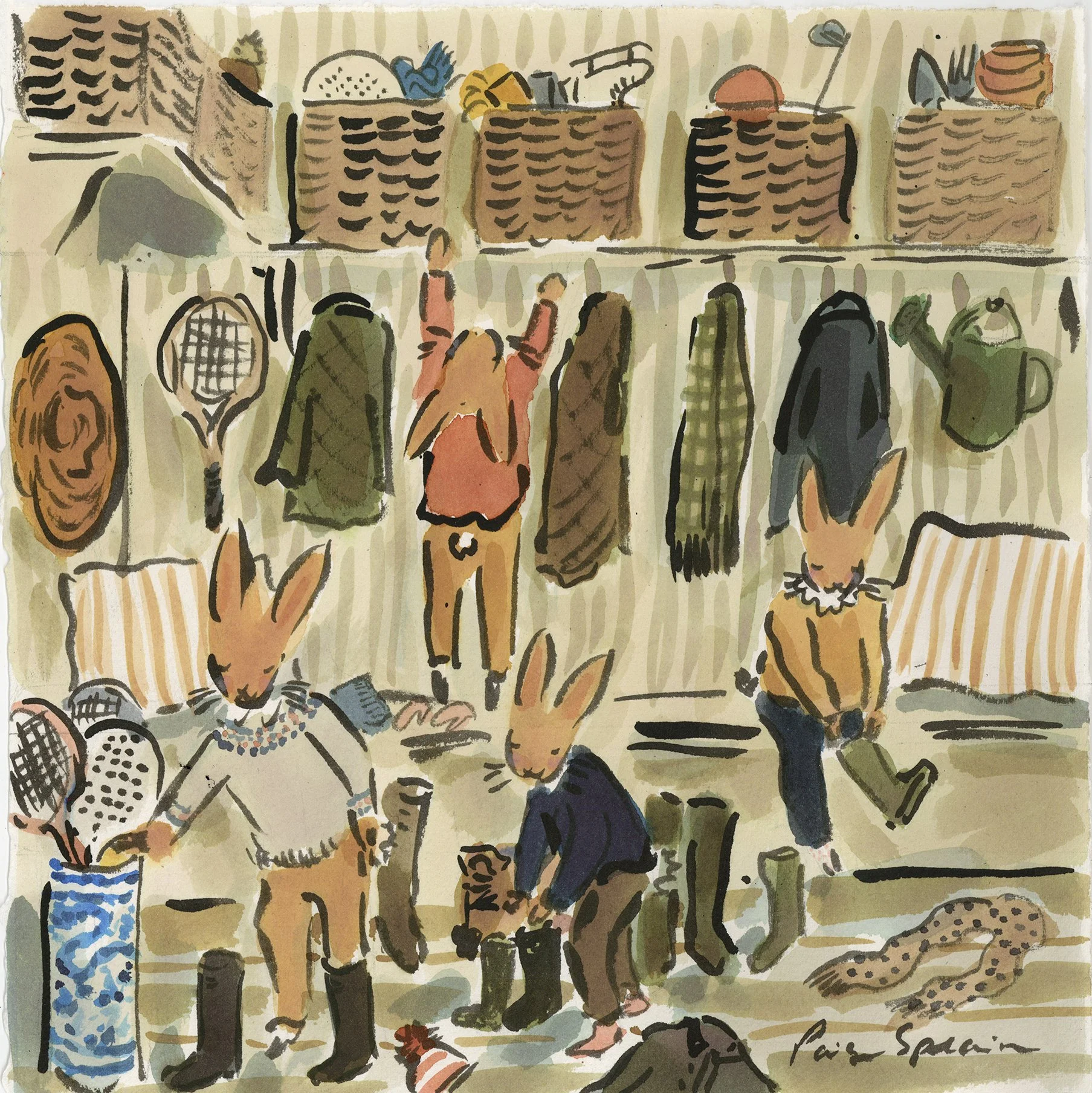 Bundle Up Bunnies Print 9 x 9