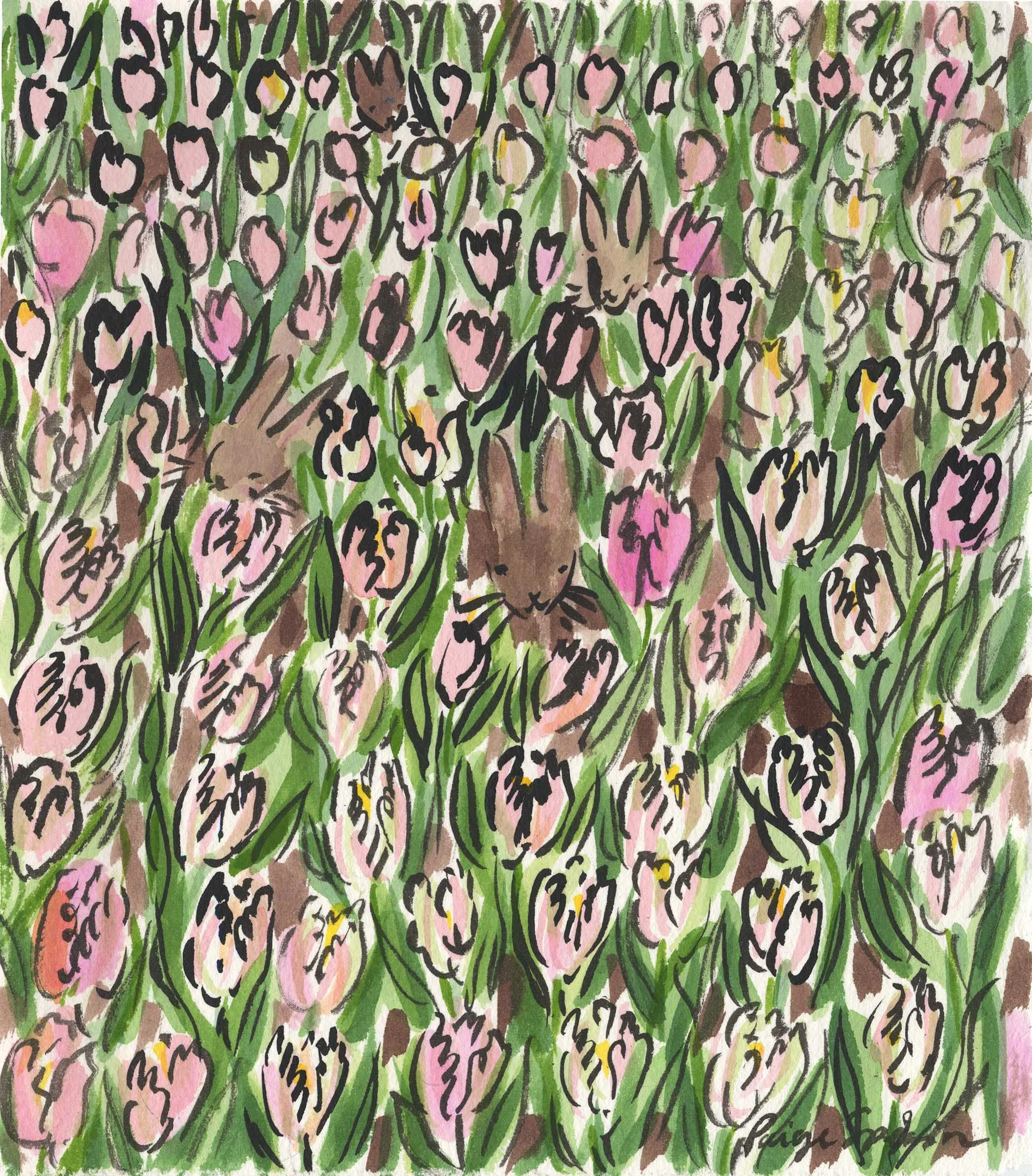 Tulip Bed Bunnies (SOLD)