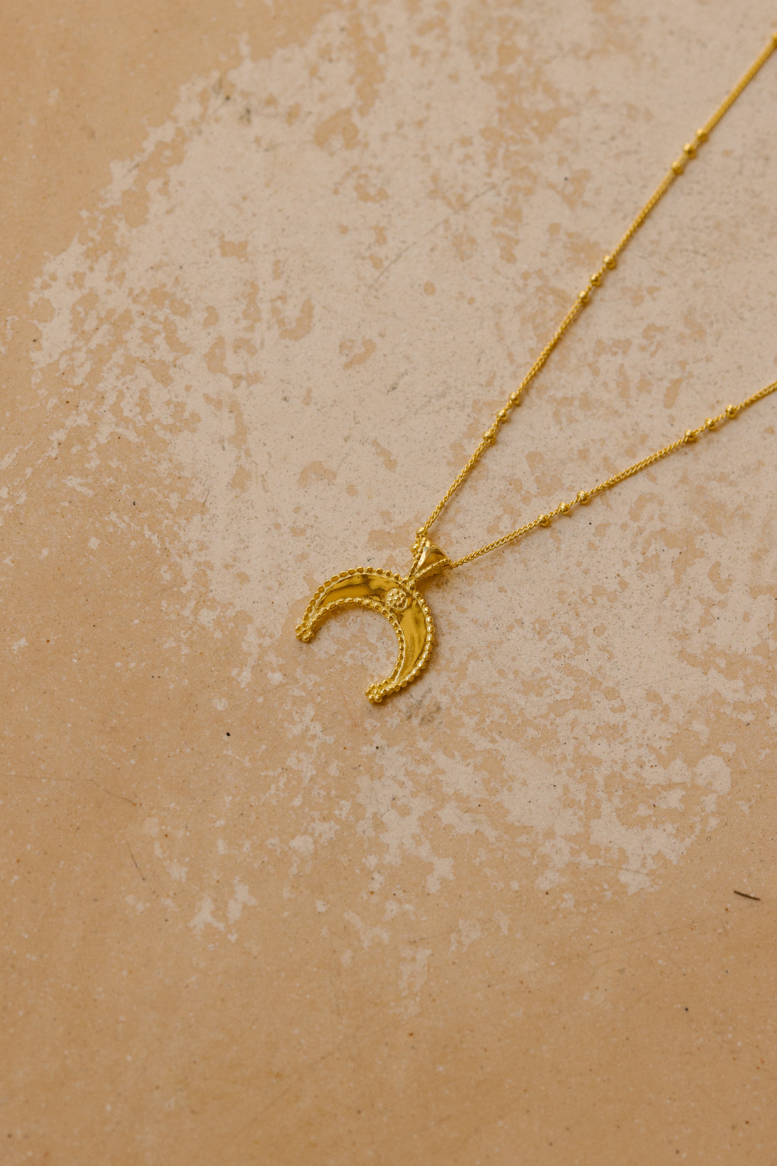 sun + her Jewelry Crescent Moon Pendant in Gold