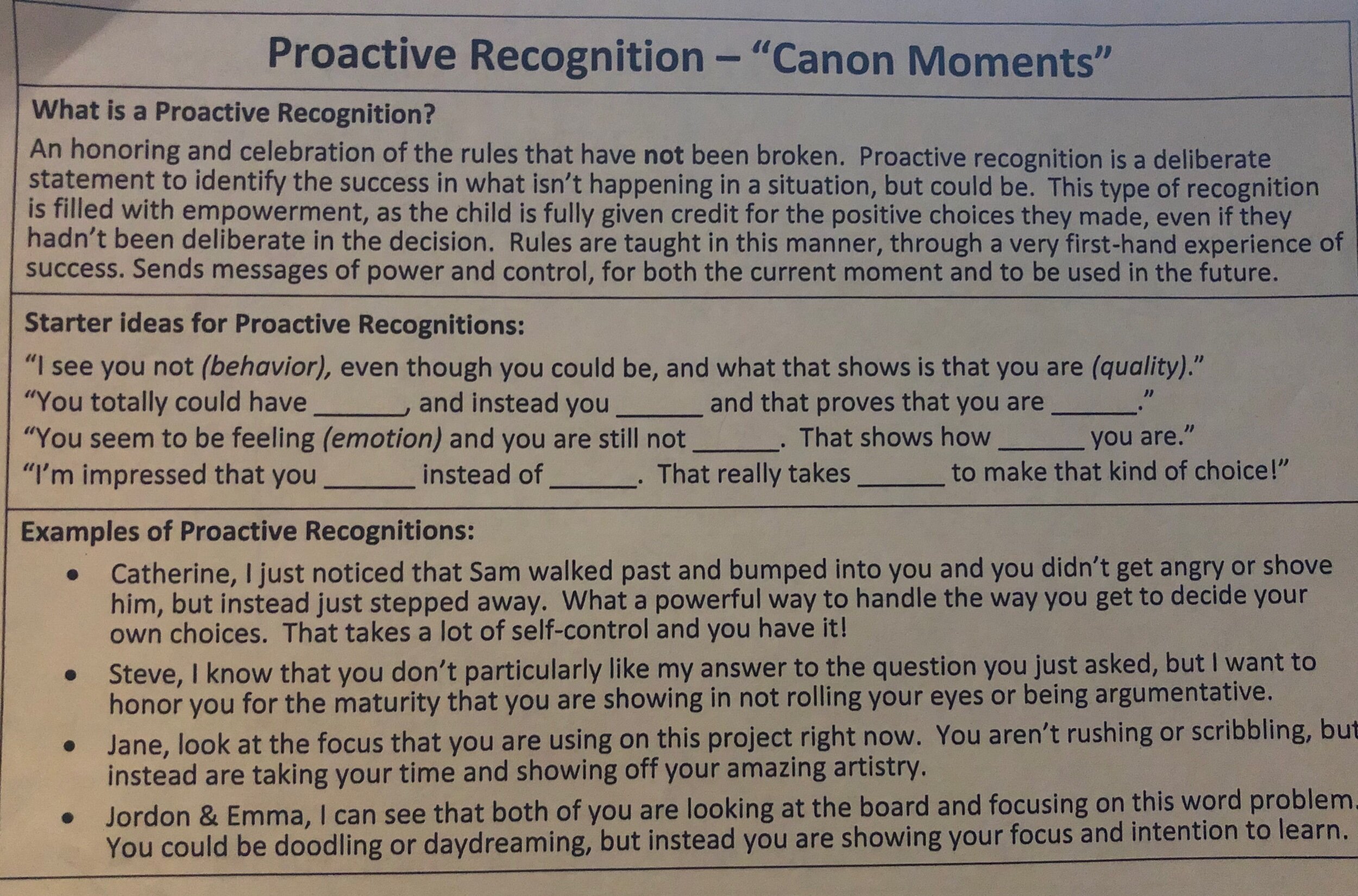 This is a sample from a nurtured heart presentation and introduces the concept of Proactive Recognition from the Nurtured Heart Approach. Copyright 2019: Howard Glasser