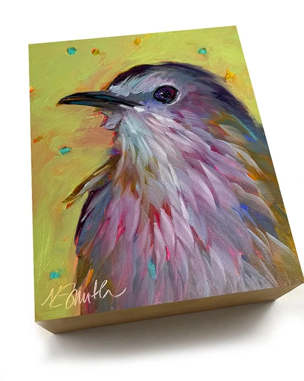 kim smith fine art_original oil painting_cat bird_charles_6x8x2_angled_1.jpg