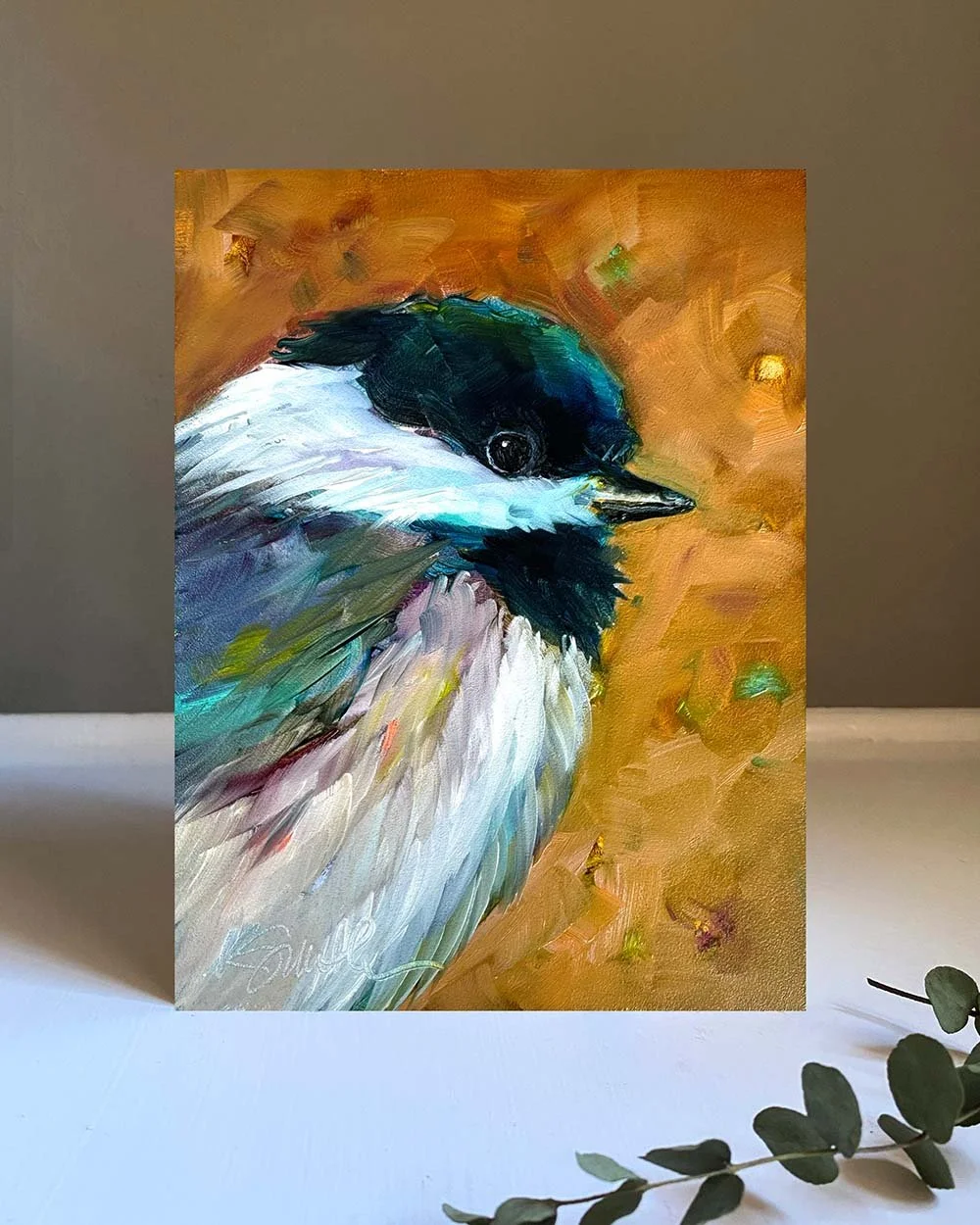 kim smith fine art_original oil painting_chicadee_annie_6x8x2_insitu.jpg