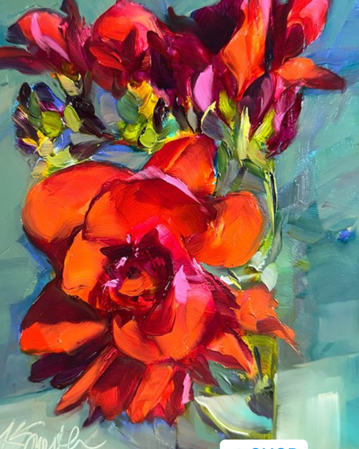 &ldquo;Calm&rdquo;. I hope that&rsquo;s how this one makes you feel. This original oil painting is 6&rdquo;x8&rdquo; on a raised panel. Available. #dowhatyoulove #inspiringart #dailypainter #creativelifehappylife #freesia #flowerstagram