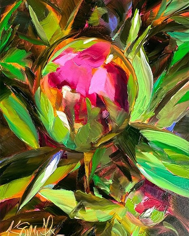 A Peony bud from my weekly Wednesday morning instagram live. Have I mentioned how happy I am that it&rsquo;s finally peony season again? This original 6&rdquo;x8&rdquo; oil painting is titled &ldquo;hopeful.&rdquo; Available. #dowhatyoulove #inspirin