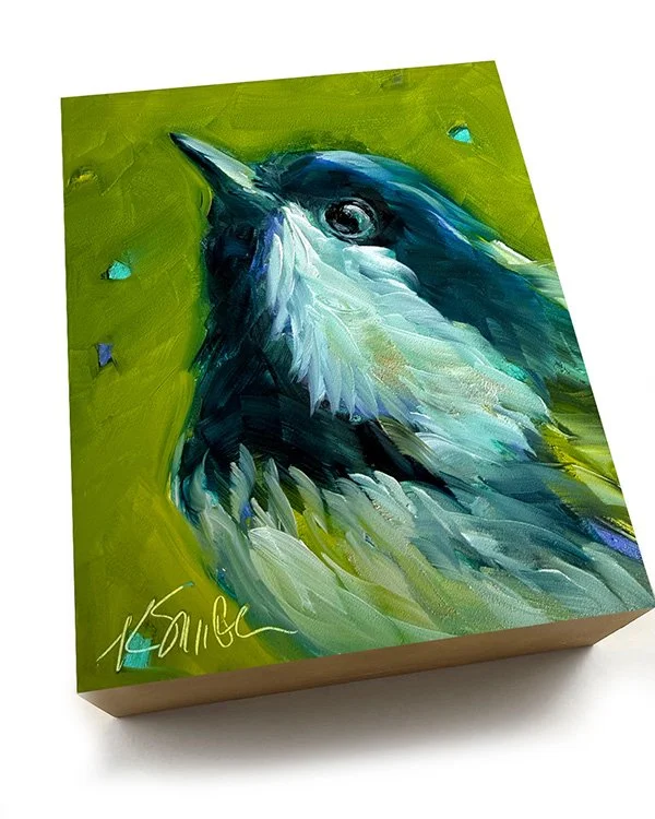 kim smith fine art_original oil painting_chickadee_pearl_6x8x2_angled_1.jpg