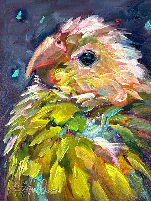 "marcel" vertical original oil painting